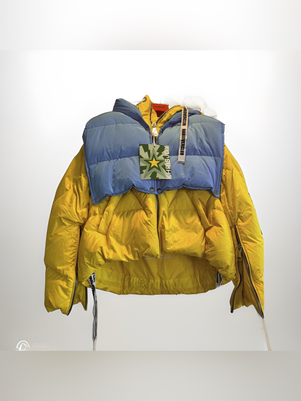 Khrisjoy x Hangover Club Two-Tone Puff Jacket in Yellow & Blue! Flaw